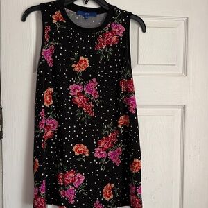 Apt. 9 Black Floral and Polka Dot Top